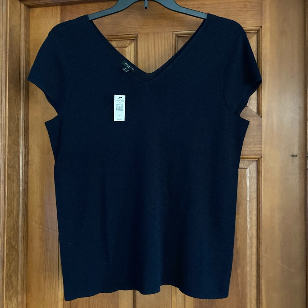Talbots Woman Black V-Neck Top